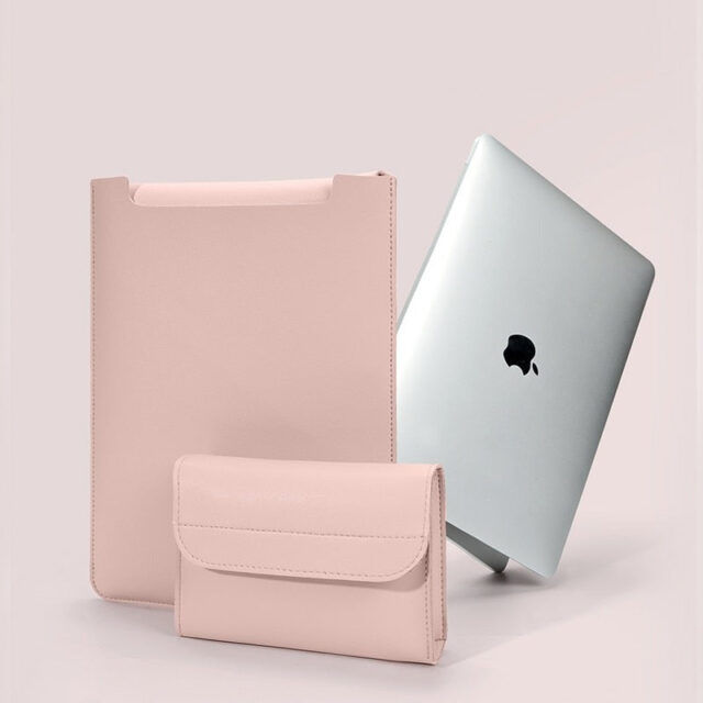 Pochette Ordinateur Mac + Trousse OFFERTE - Poudré