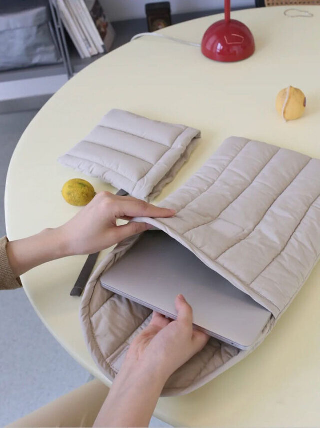 Pochette Ordinateur Matelassée - Gris
