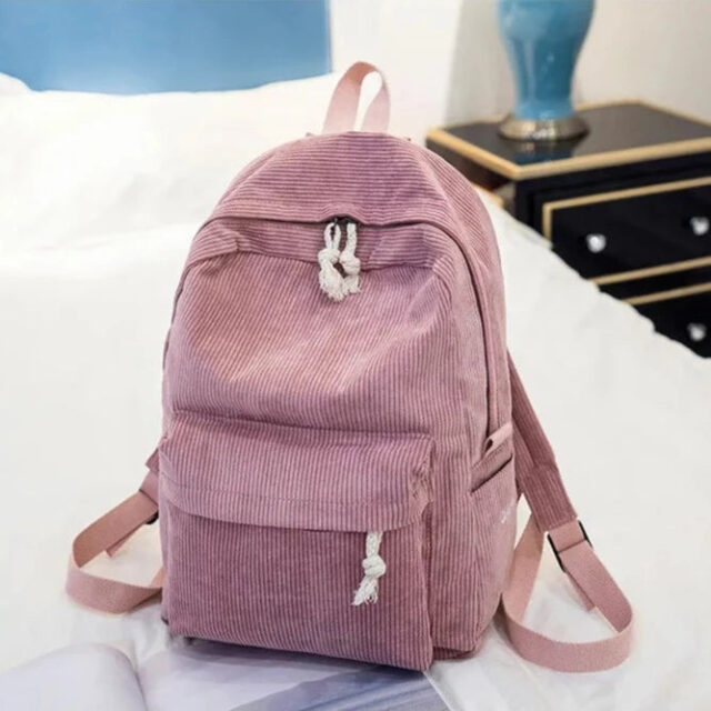 Sac à Dos Collège Fille - Velours Rose